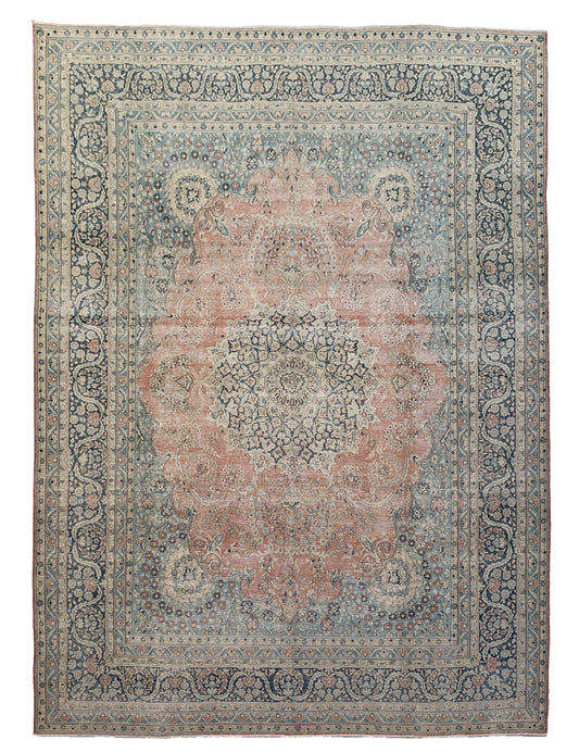 Vintage and distressed Persian Kerman 417x295cm | Rug# 27150