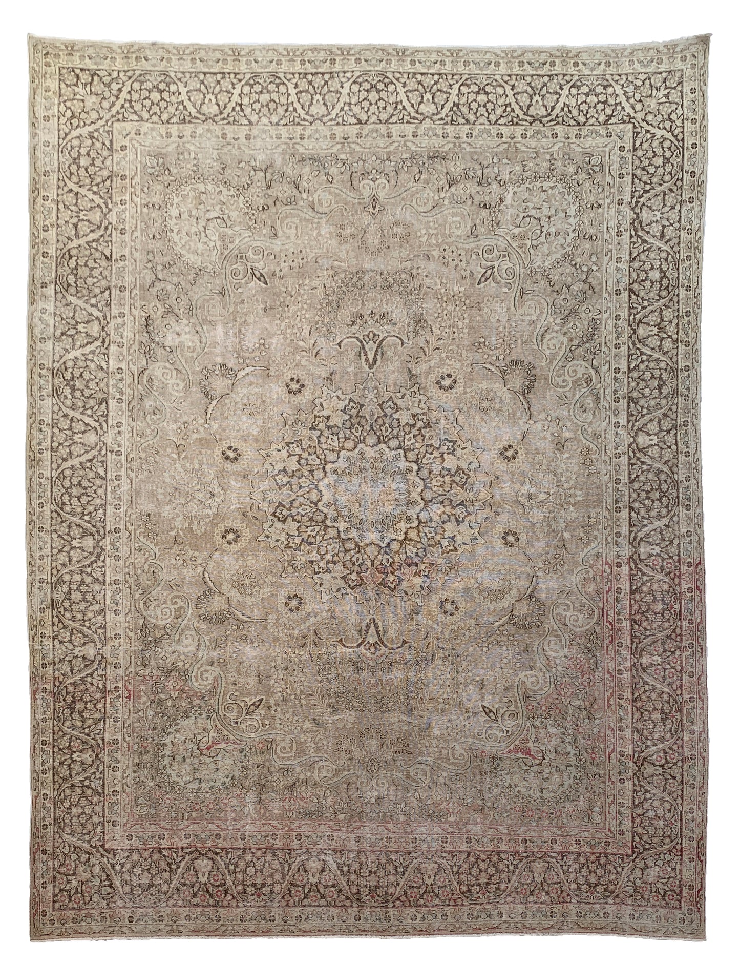 Vintage and distressed Persian Kerman 380x297cm | Rug# 27151