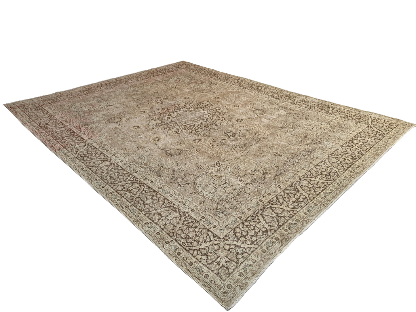 Vintage and distressed Persian Kerman 380x297cm | Rug# 27151