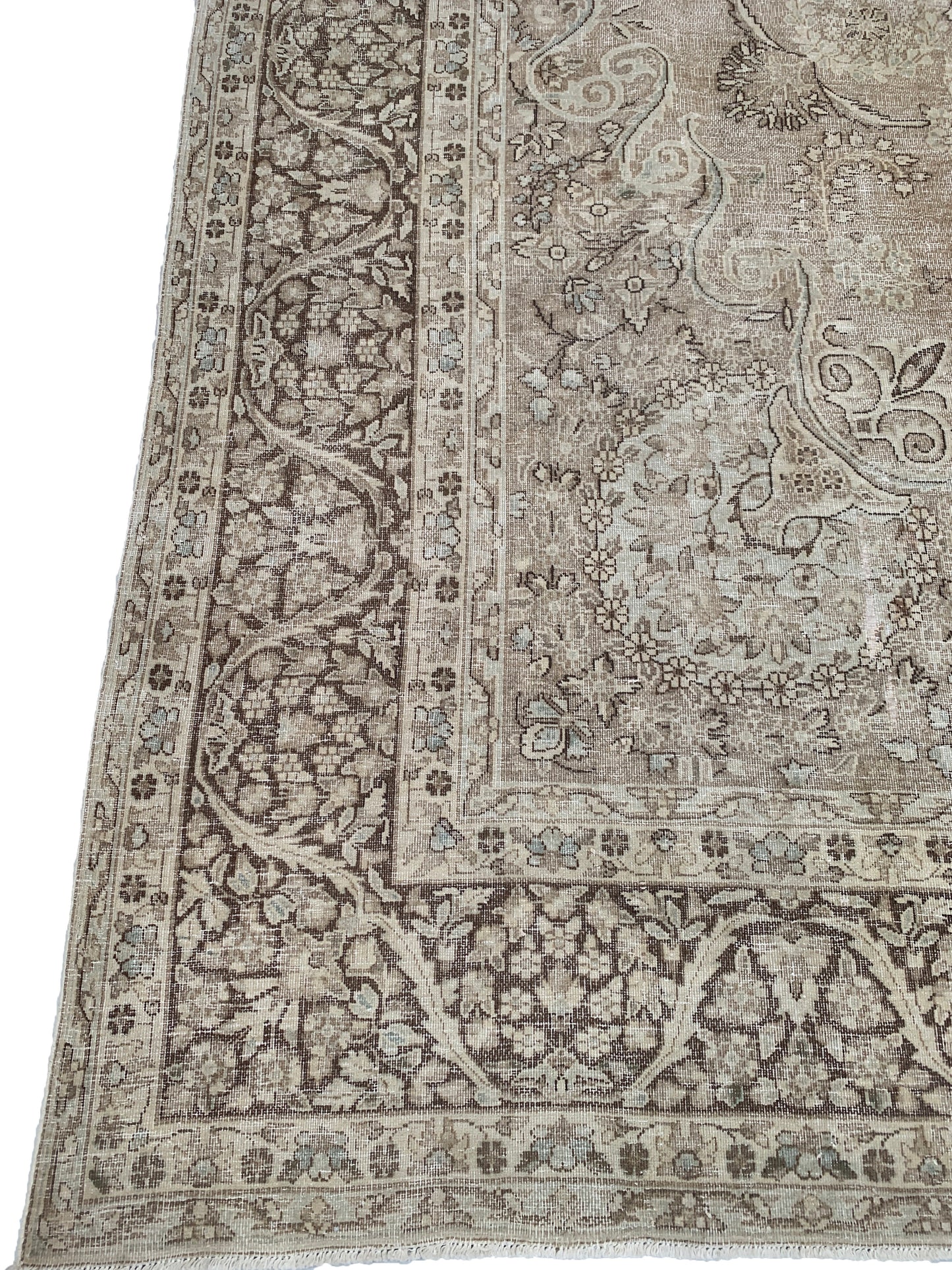 Vintage and distressed Persian Kerman 380x297cm | Rug# 27151