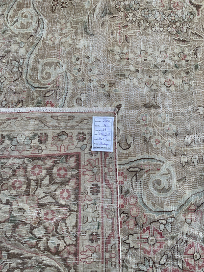 Vintage and distressed Persian Kerman 380x297cm | Rug# 27151