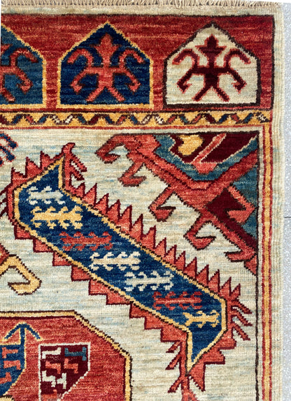 Afghan Turkaman weave, 19th-century Caucasian design 126x88cm | Rug# 27153