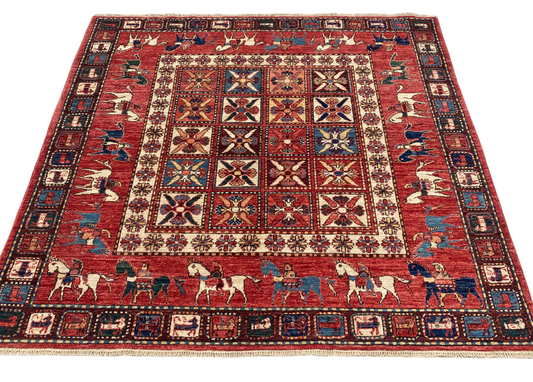 Afghan Turkaman weave, 19th-century Caucasian design 150x148cm | Rug# 27155