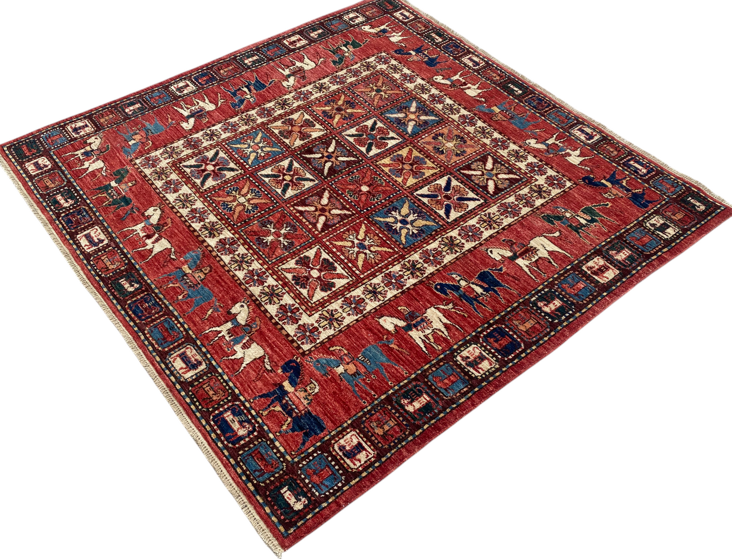 Afghan Turkaman weave, 19th-century Caucasian design 150x148cm | Rug# 27155