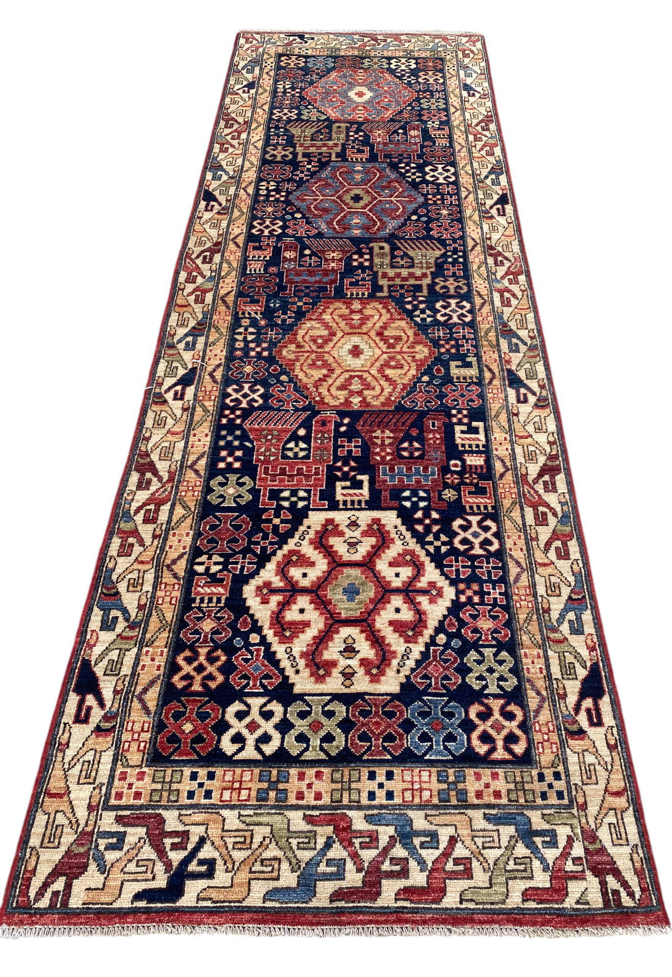 Afghan Turkaman weave, 18th-century Garous design 310x92cm | Rug# 27158