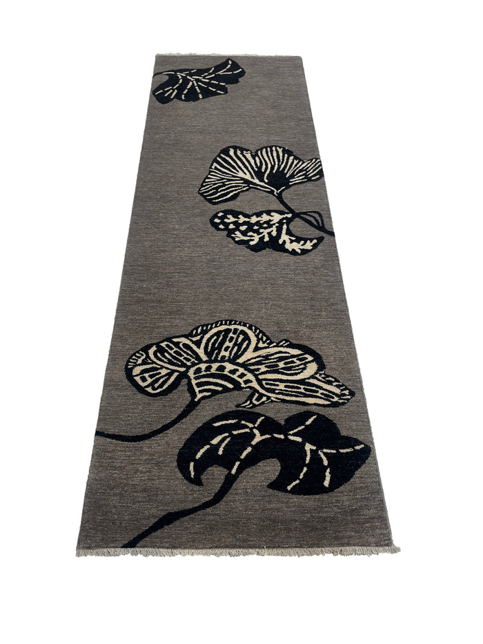 Hand knotted modern designer rug 370x117cm | RUG # 27164