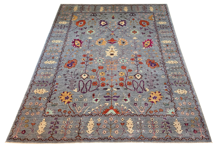 Custom-Made Afghan Tree-of-Life Rug, 355x272 cm | Rug# 27169