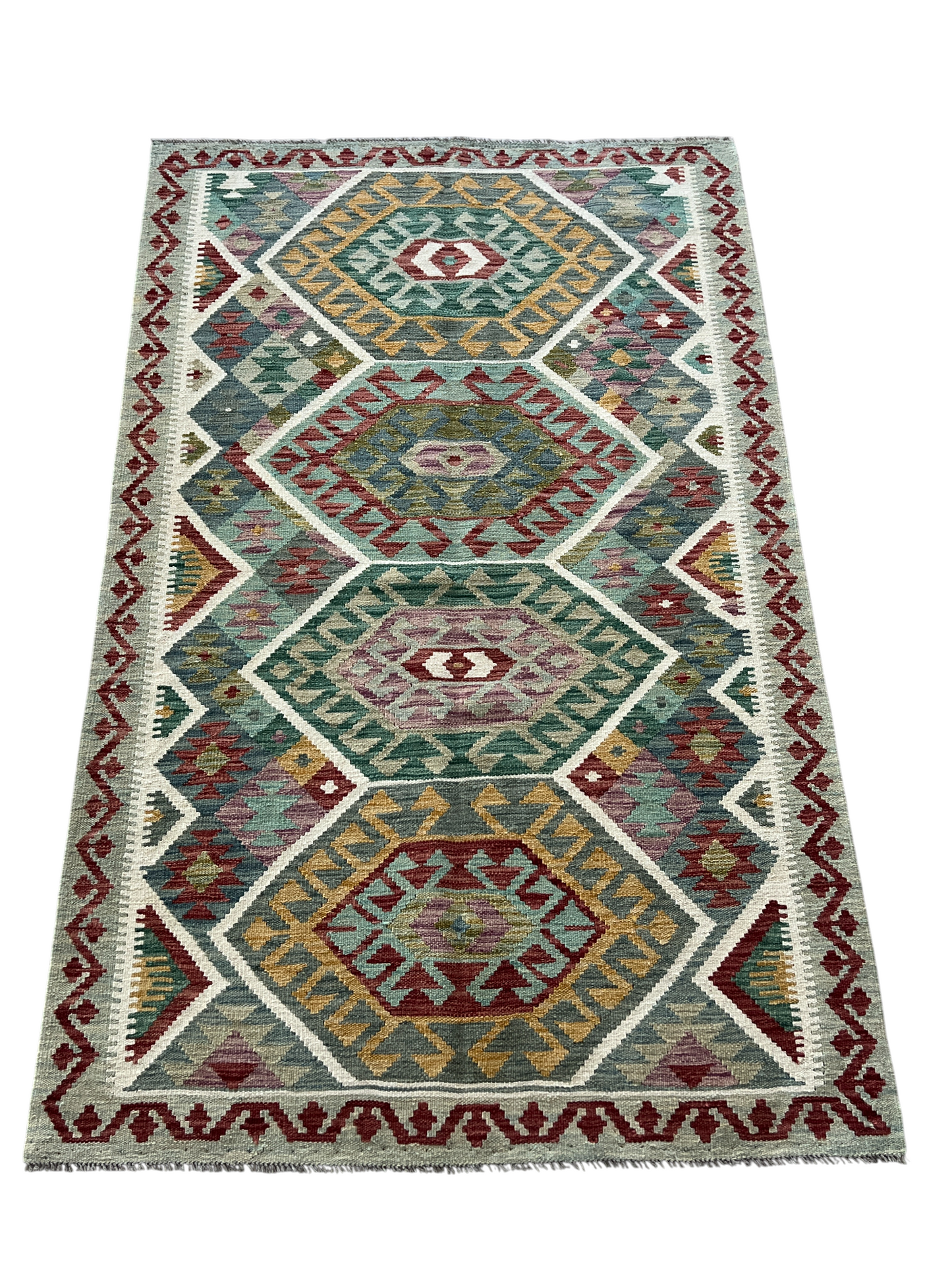 Hand woven flat-weave kilim, Maimaneh-Afghans 202x124 cm | Rug# 27445
