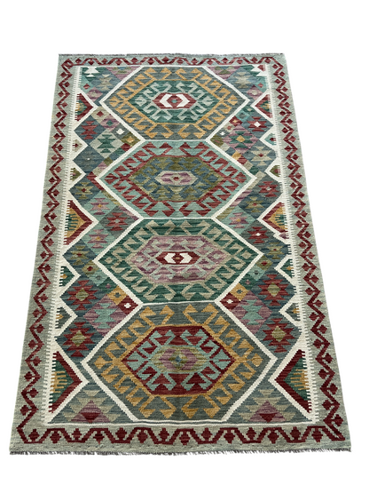 Hand woven flat-weave kilim, Maimaneh-Afghans 202x124 cm | Rug# 27445