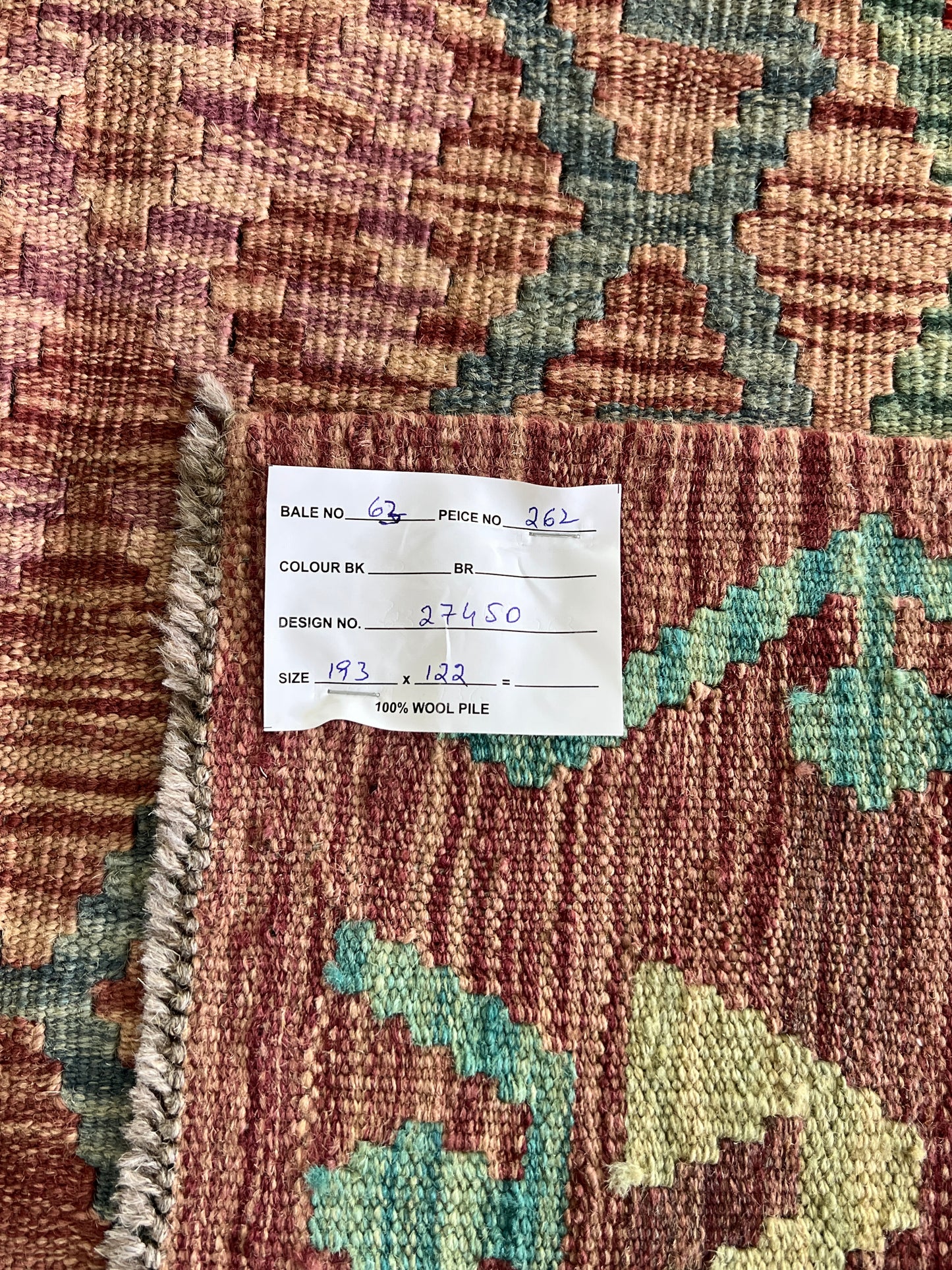 Flatweave kilim, Maimaneh-Afghan 193x122cm | Rug# 27450