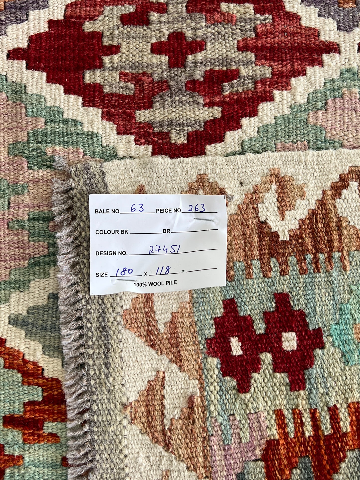 Flatweave kilim, Maimaneh-Afghan 180x118 cm | Rug# 27451