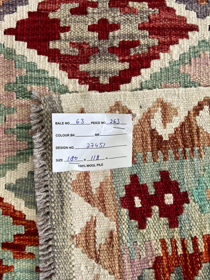Flatweave kilim, Maimaneh-Afghan 180x118 cm | Rug# 27451