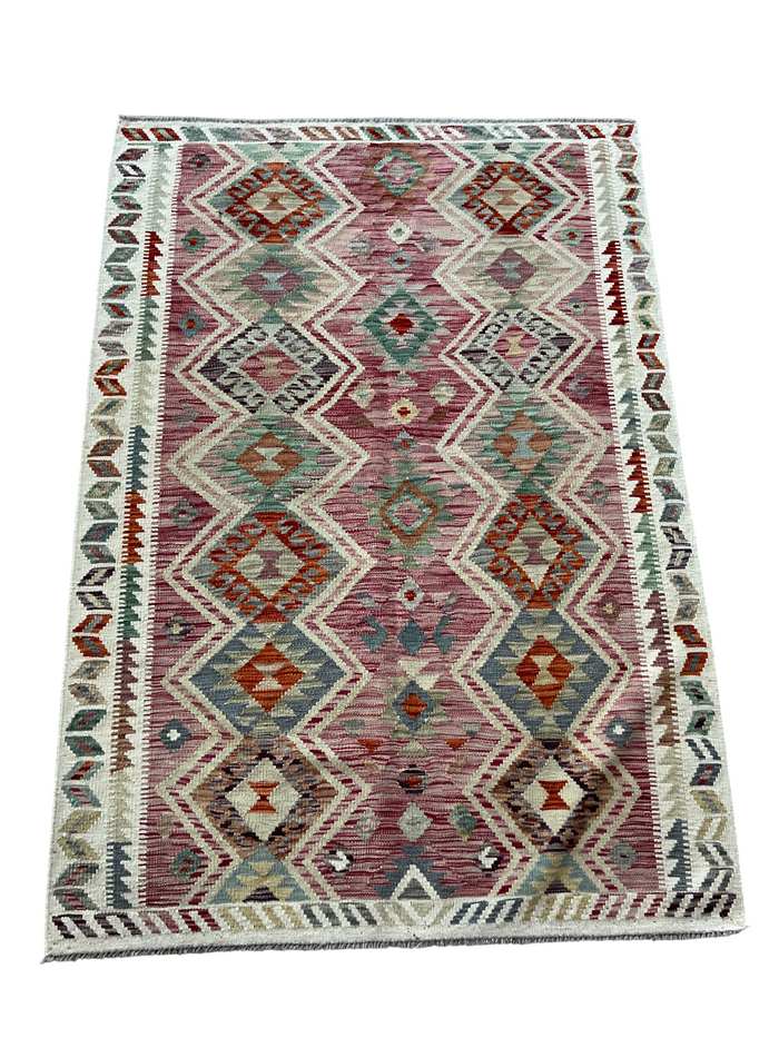 Flatweave kilim, Maimaneh-Afghan 182x126 cm | Rug# 27452 (SOLD)