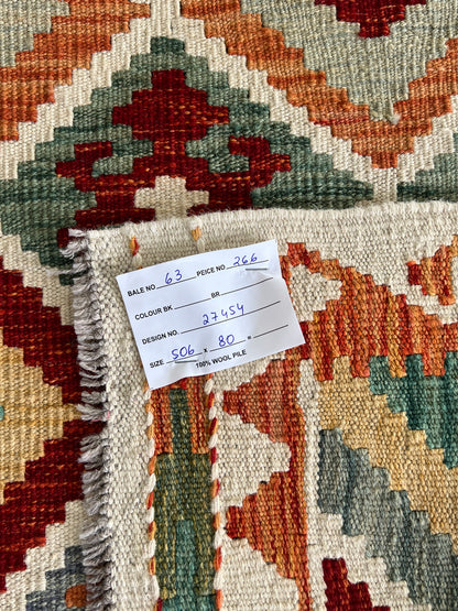 Flatweave kilim, Maimaneh-Afghan 506x80 cm | Rug# 27454