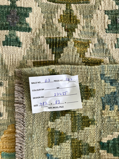 Flatweave kilim, Maimaneh-Afghan 482x83 cm | Rug# 27455