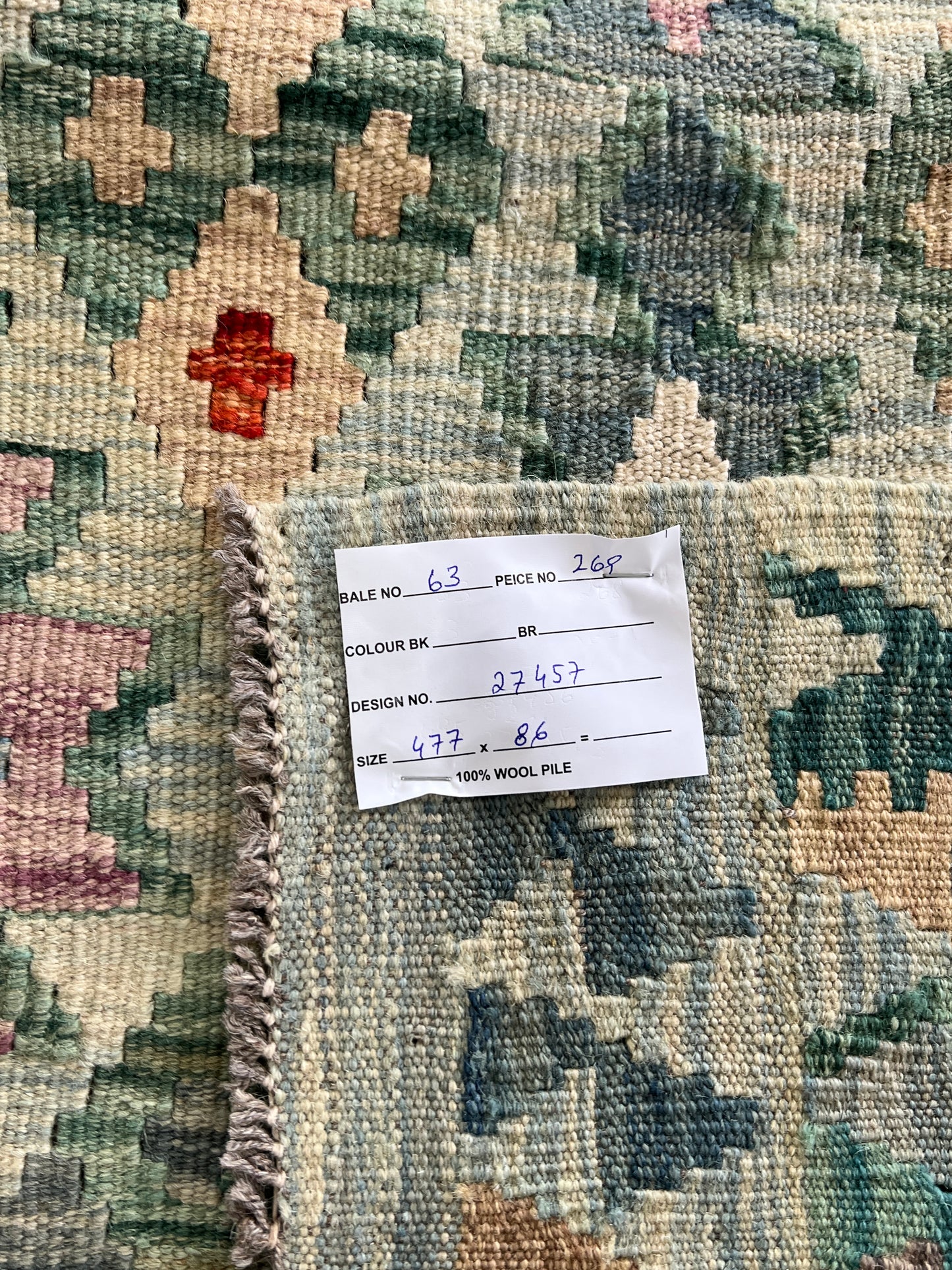 Flatweave kilim, Maimaneh-Afghan 477x86cm | Rug# 27457