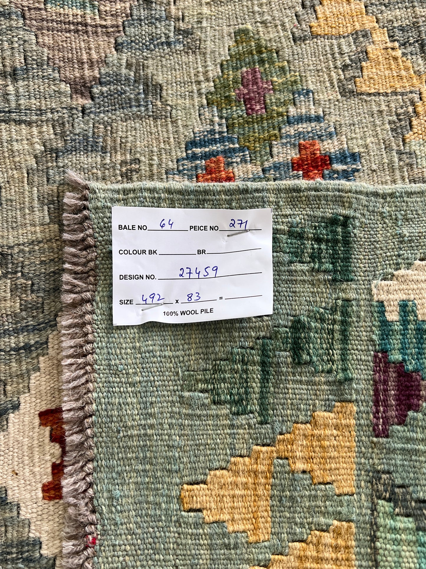 Flatweave kilim, Maimaneh-Afghan 492x83 cm | Rug# 27459