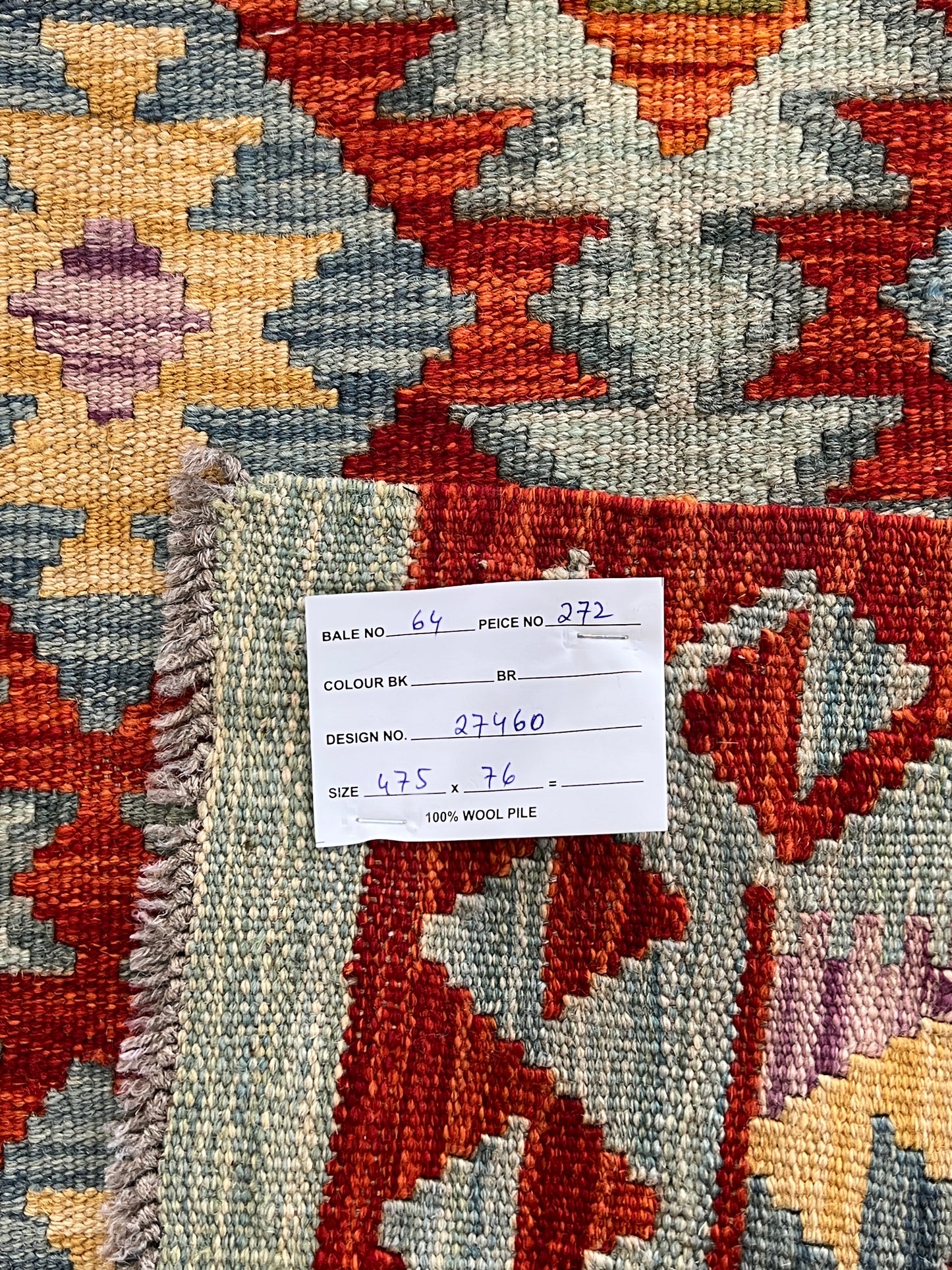 Flatweave kilim, Maimaneh-Afghan 475x76cm | Rug# 27460
