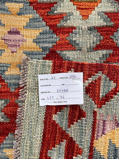 Flatweave kilim, Maimaneh-Afghan 475x76cm | Rug# 27460