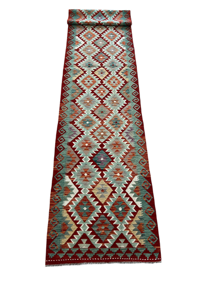 Flatweave kilim, Maimaneh-Afghan 381x79cm | Rug# 27463
