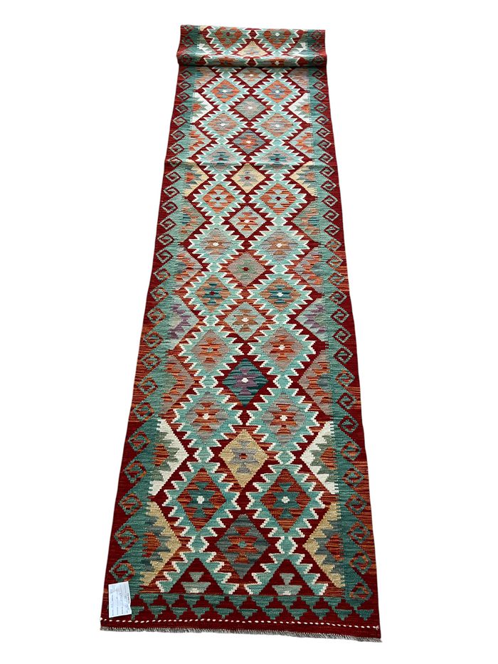 Flatweave kilim, Maimaneh-Afghan 381x79cm | Rug# 27463