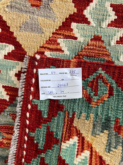 Flatweave kilim, Maimaneh-Afghan 381x79cm | Rug# 27463