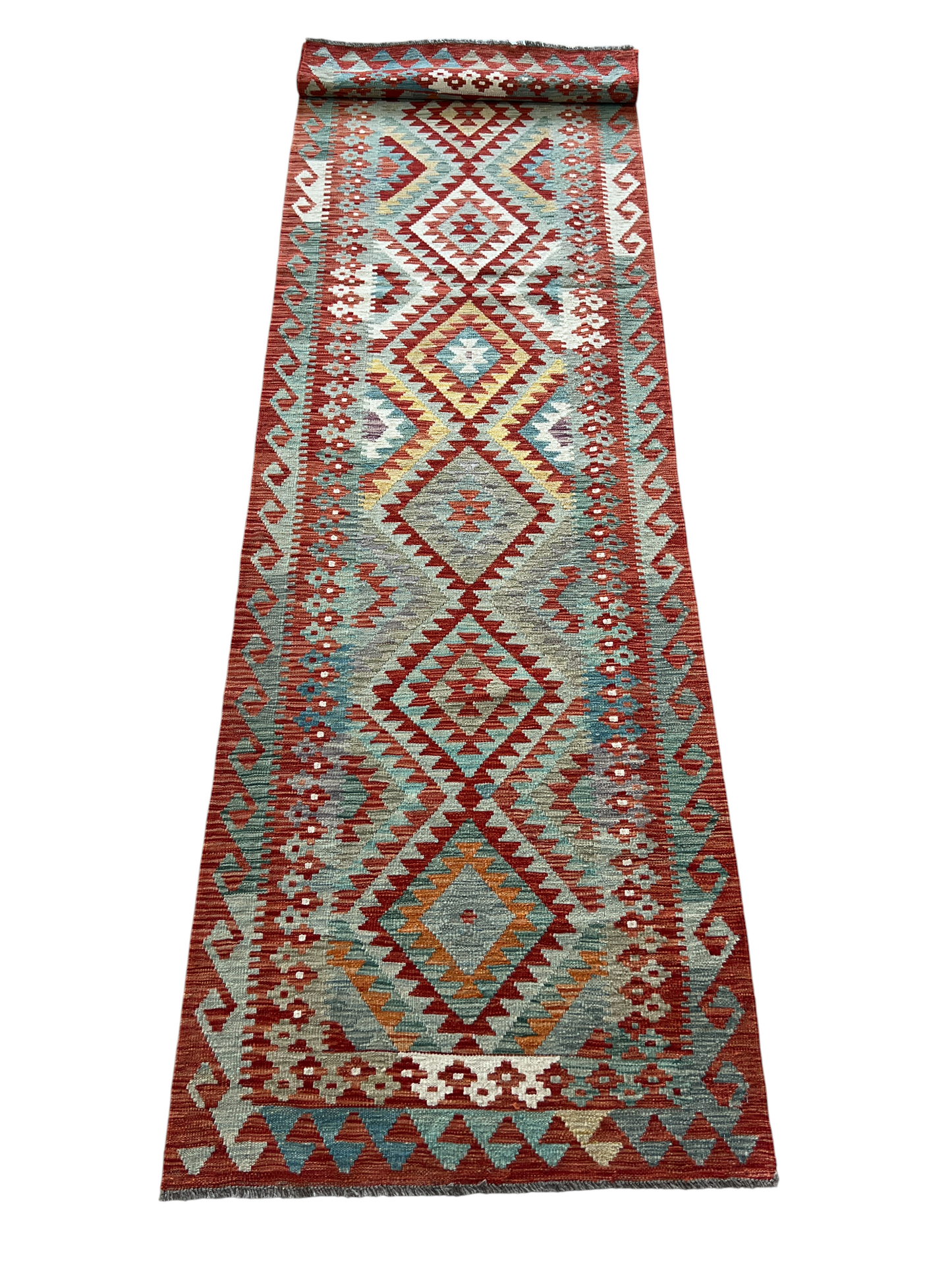 Flatweave kilim, Maimaneh-Afghan 392x89cm | Rug# 27464
