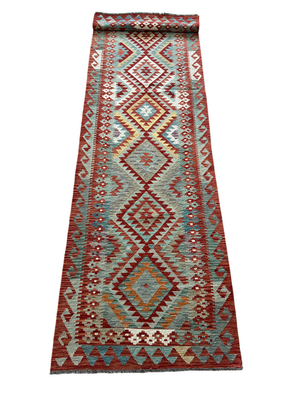 Flatweave kilim, Maimaneh-Afghan 392x89cm | Rug# 27464