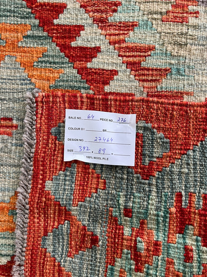 Flatweave kilim, Maimaneh-Afghan 392x89cm | Rug# 27464