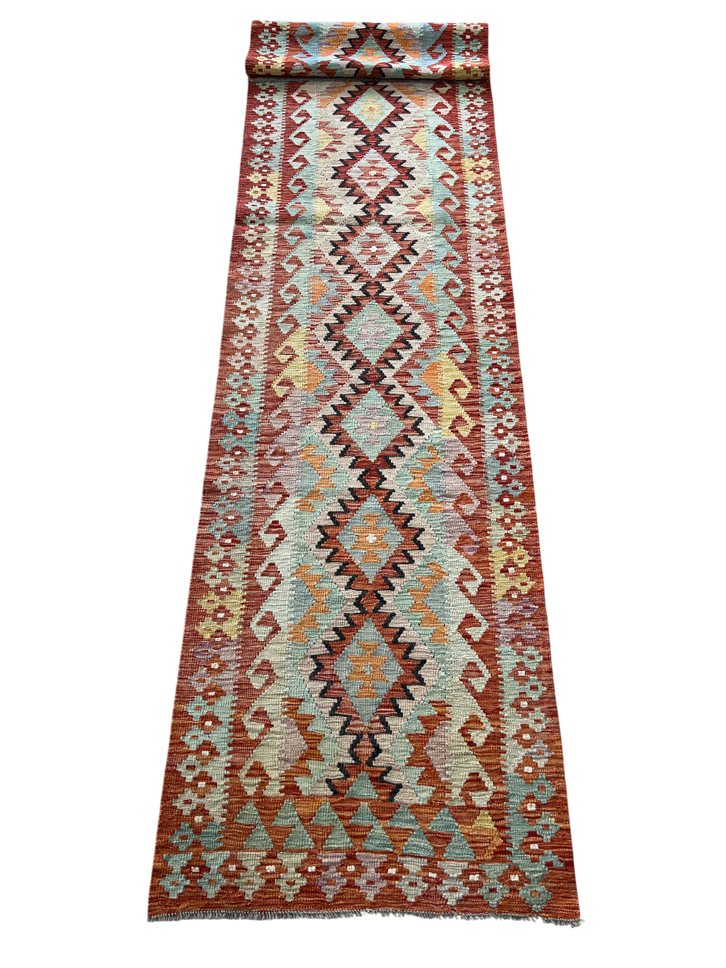 Flatweave kilim, Maimaneh-Afghan 381x83cm | Rug# 27465