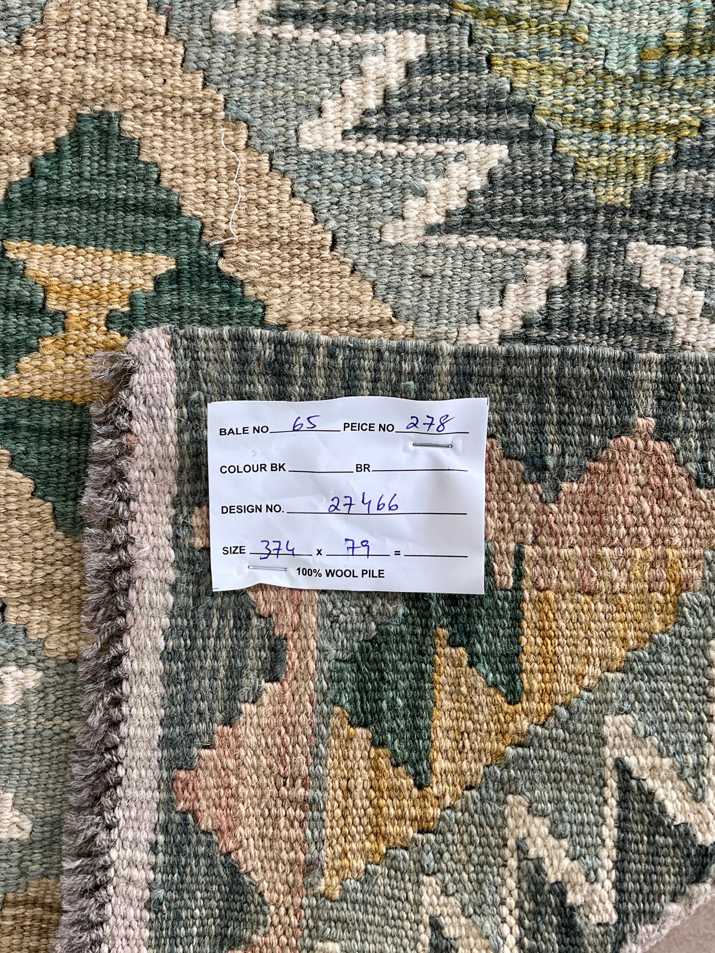Flatweave kilim, Maimaneh-Afghan 374x79cm | Rug# 27466