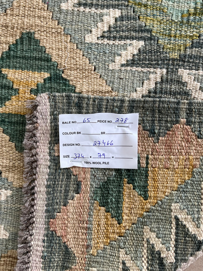 Flatweave kilim, Maimaneh-Afghan 374x79cm | Rug# 27466