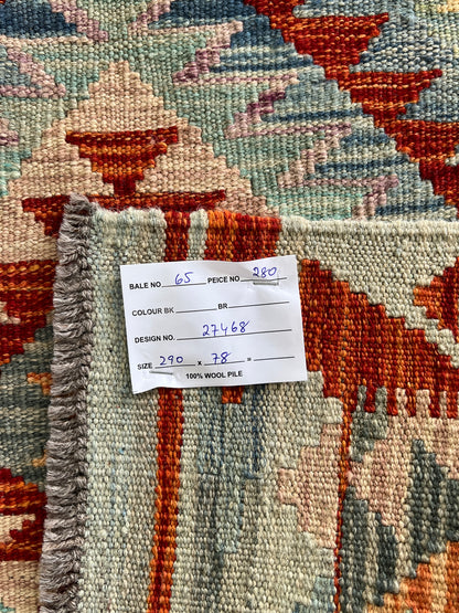 Flatweave kilim, Maimaneh-Afghan 290x78cm | Rug# 27468