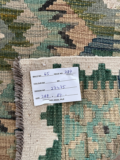 Flatweave kilim, Maimaneh-Afghan 288x83cm | Rug# 27475