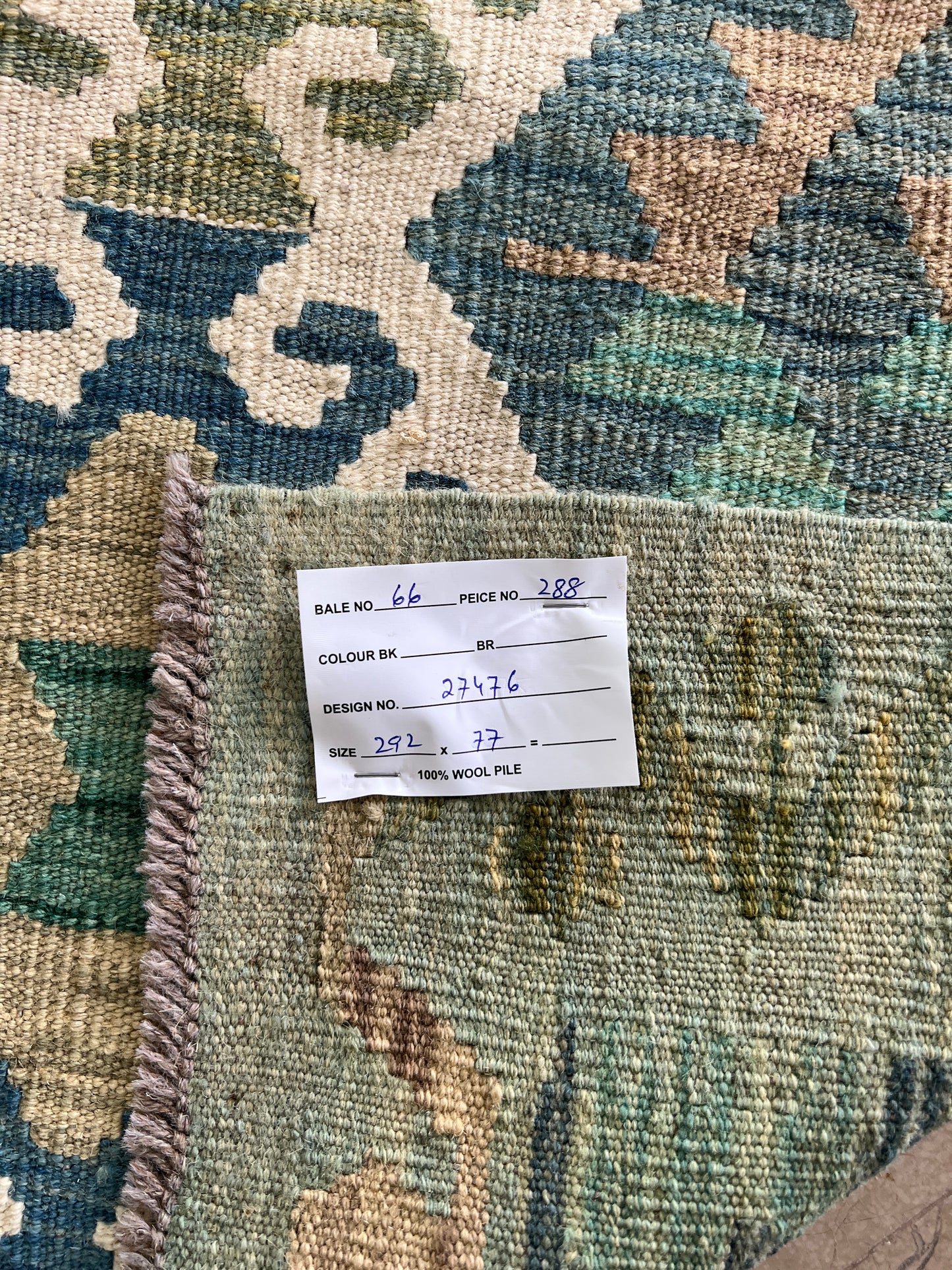 Flatweave kilim, Maimaneh-Afghan 292x77cm | Rug# 27476