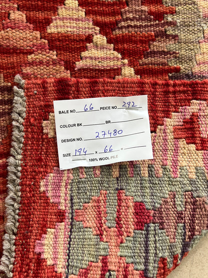 Flatweave kilim, Maimaneh-Afghan 194x66cm | Rug# 27480
