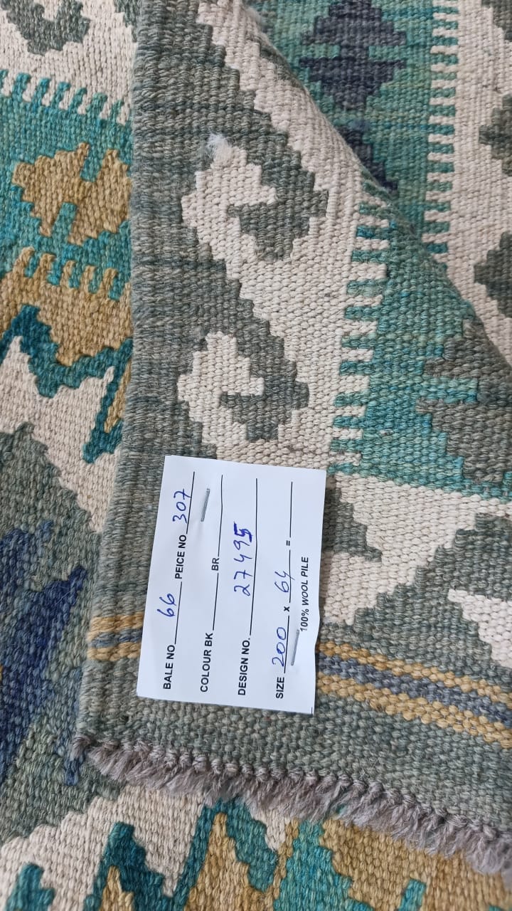 Flatweave kilim, Maimaneh-Afghan 200x64cm | Rug# 27495