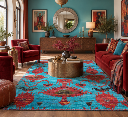 Recycled Sari-Silk Ikat Designer Rug 230x160 cm | Rug# 30149
