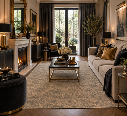 Custom-Made Transitional Wool & Silk Transitional Rug 277x185 cm | Rug# 32069