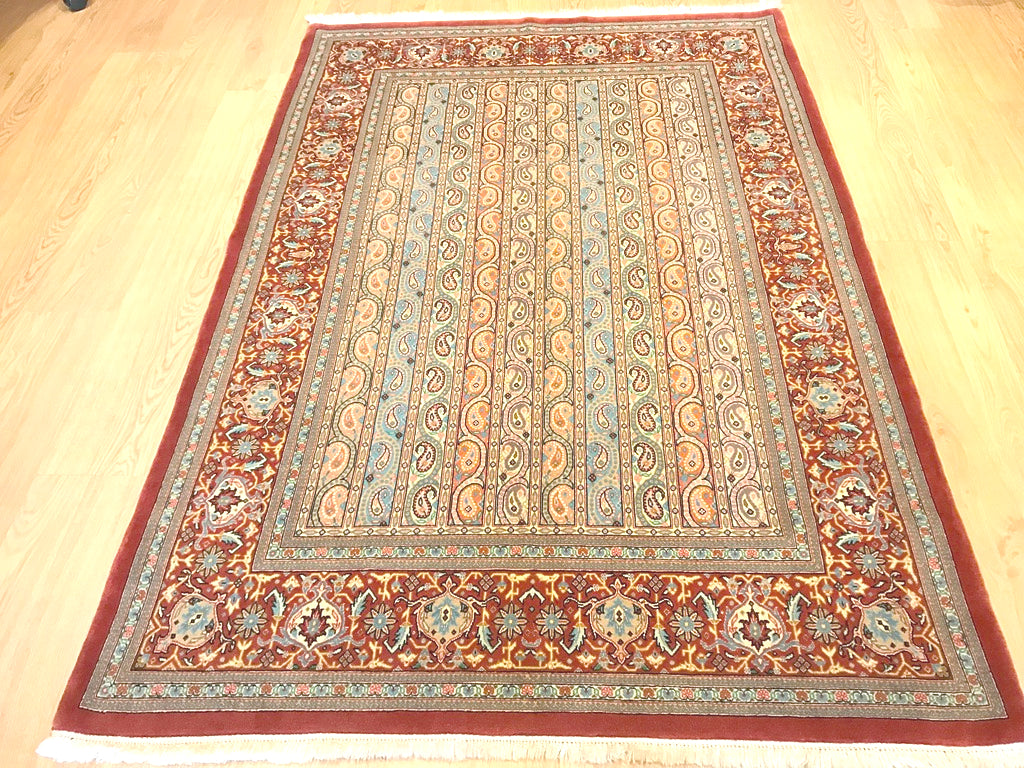 Superfine Persian Qum Kork Wool & Silk Rug 195x135 cm | Rug# 6373