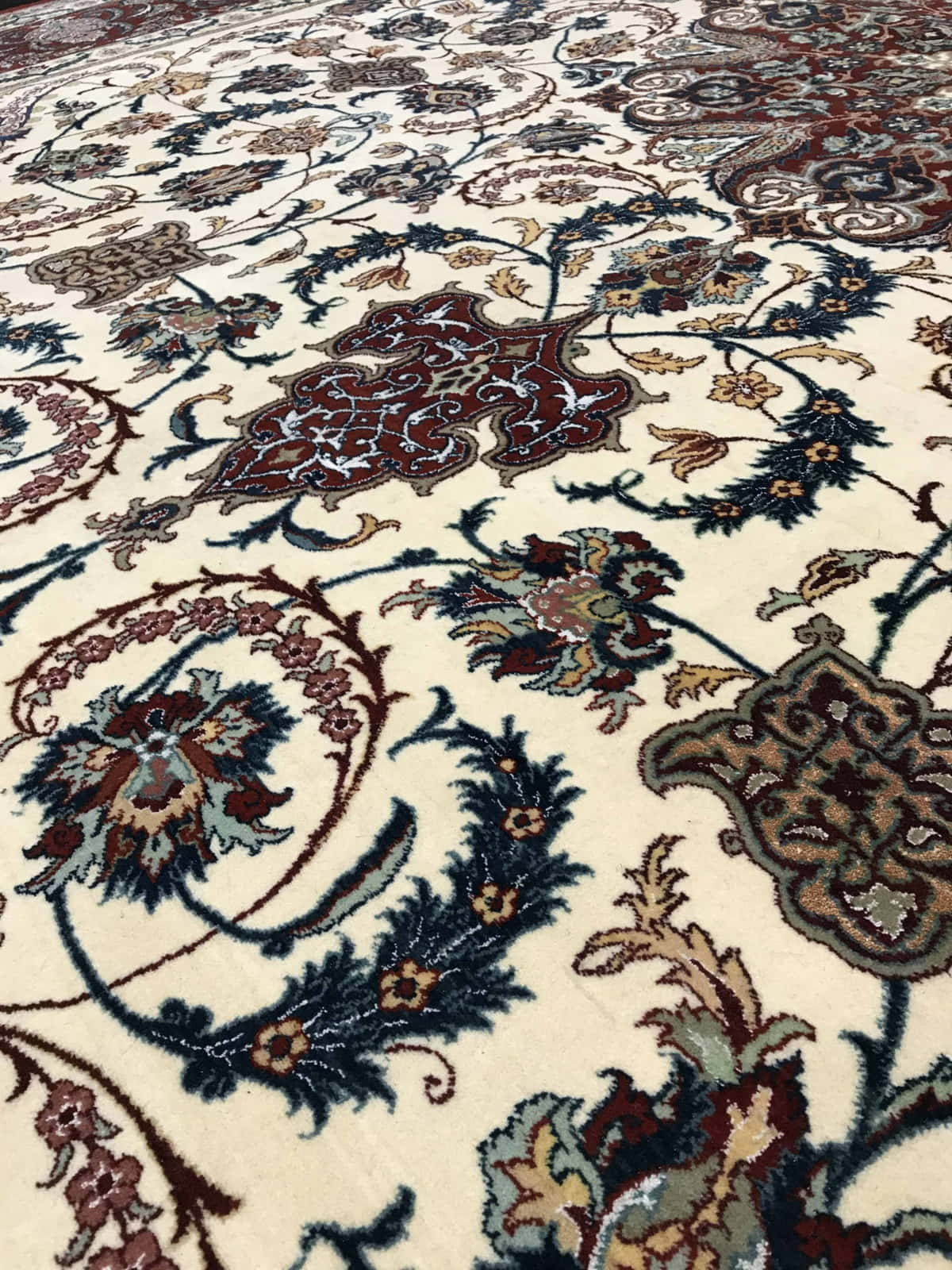 Superfine signed Isfahan, full silk foundation and inlay, vegetable dyes, Persia  424x309cm | Rug# 4490