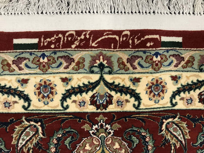 Superfine signed Isfahan, full silk foundation and inlay, vegetable dyes, Persia  424x309cm | Rug# 4490