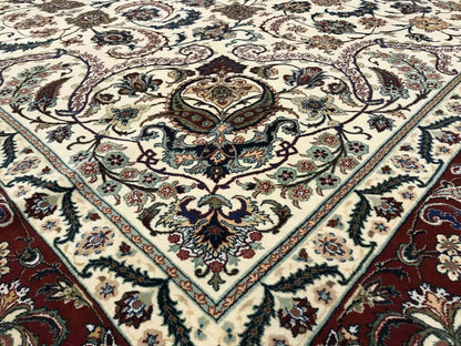 Superfine signed Isfahan, full silk foundation and inlay, vegetable dyes, Persia  424x309cm | Rug# 4490