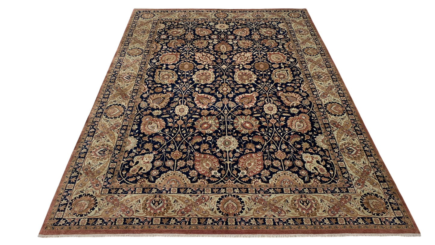 Superfine 19th c Tabriz design, vegetable dyes and fine wool 426x302 cm | Rug# 30018