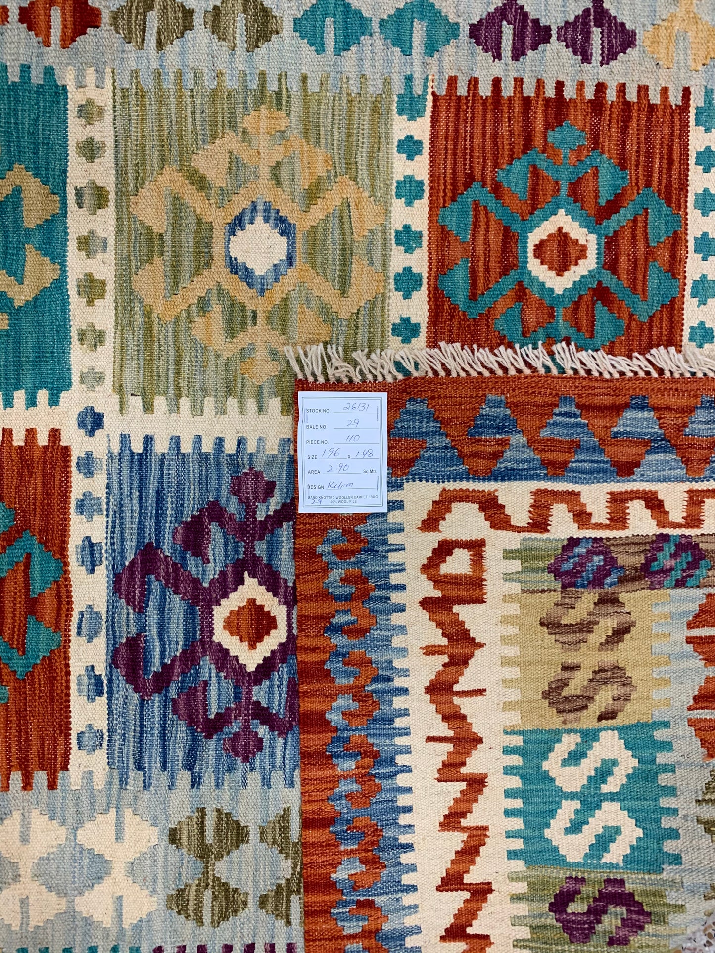 Modern Afghan maimaneh-Kilim 196x148cm | Rug# 26131
