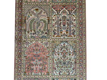 Fine Srinagar hall runner, 100% silk pile on a cotton warp  298x79 cm | Rug# 31226