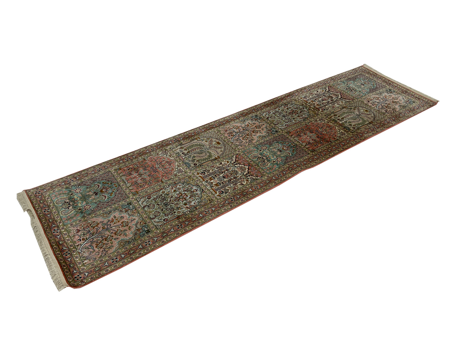 Fine Srinagar hall runner, 100% silk pile on a cotton warp  298x79 cm | Rug# 31226