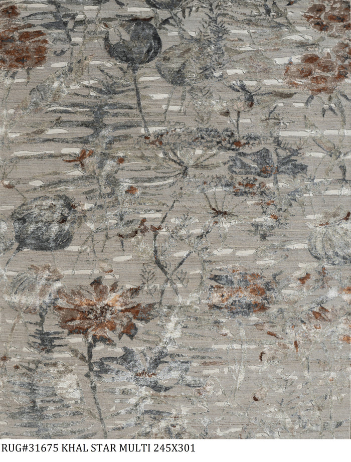 Tibetan weave Modern designer rug, wool and pure silk pile  301x245cm | RUG# 31675