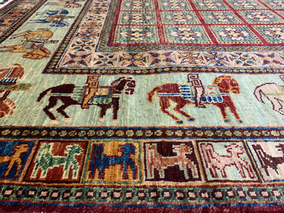 Afghan Turkaman Weave Rug – Mamluk Inspired Pictorial Design 176x121 cm | Rug#26692
