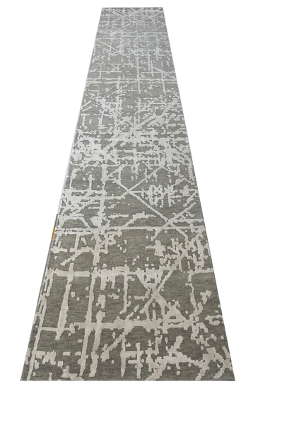 Hand-Knotted Abstract Designer Runner Rug 425x81 cm | Rug# 31455